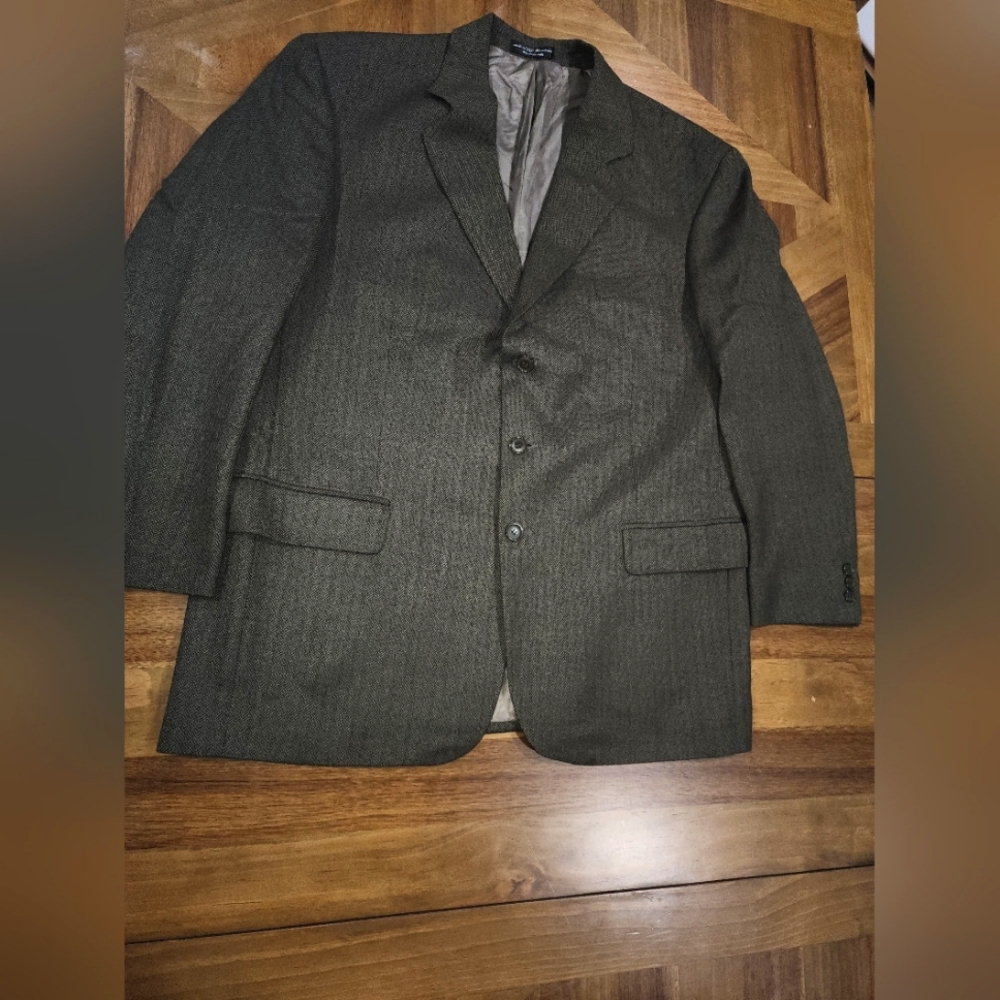 Gianfranco Ruffini Blazer Sz 48R Italy Houndstooth 100% Lambs Wool 3-button
